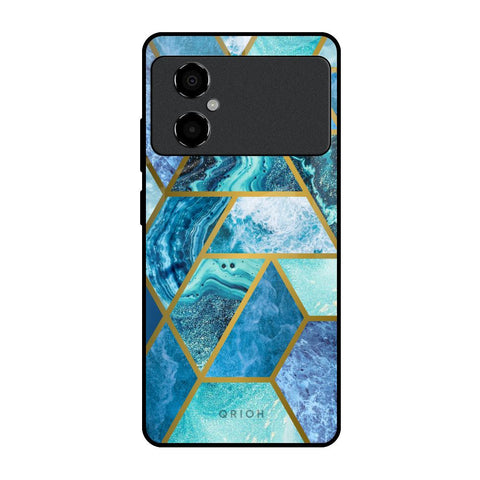 Turquoise Geometrical Marble Glossy Case for Poco M4 5G