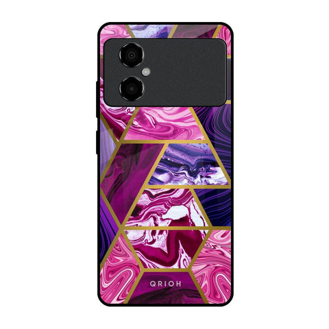 Electroplated Geometric Marble Glossy Case for Poco M4 5G
