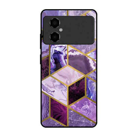 Purple Rhombus Marble Glossy Case for Poco M4 5G