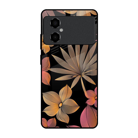 Lines Pattern Flowers Glossy Case for Poco M4 5G