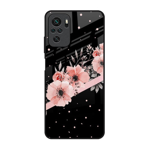Floral Black Band Glossy Case For Redmi Note 11 SE