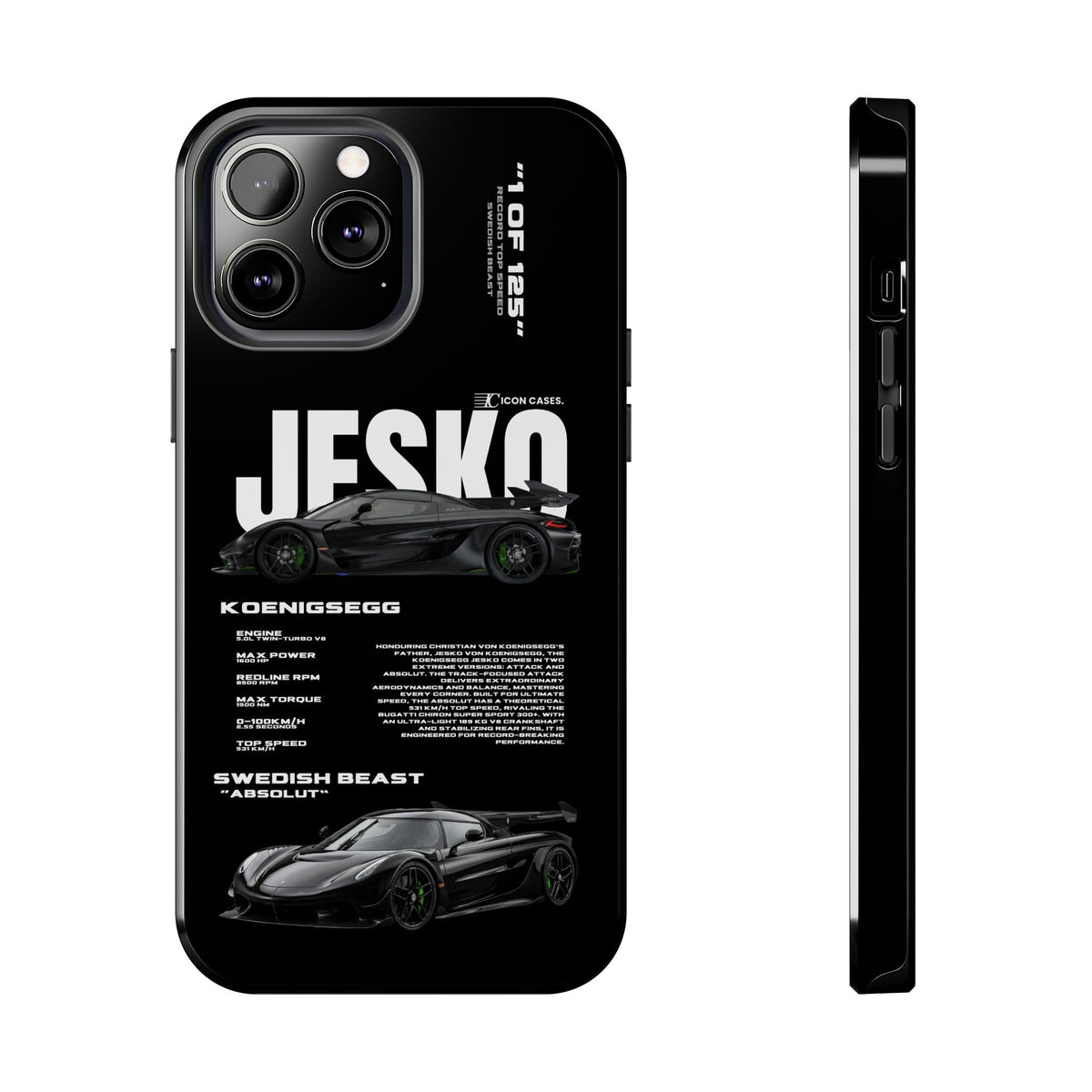 Koenigsegg Jesko Black Premium Tough Shining Phone Case (Double Layer) Available For All iPhone Models
