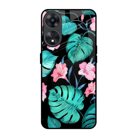 Tropical Leaves & Pink Flowers Glossy Case for Oppo A78 5G