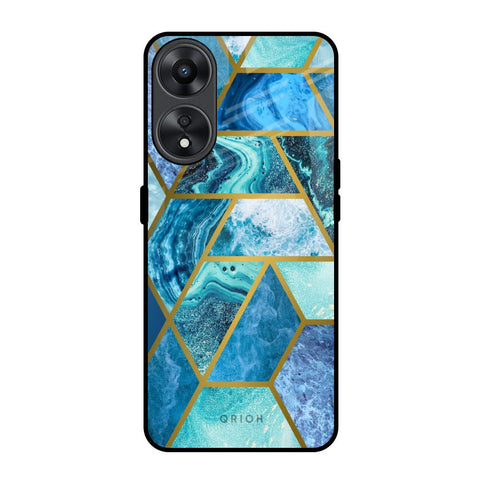 Turquoise Geometrical Marble Glossy Case for Oppo A78 5G