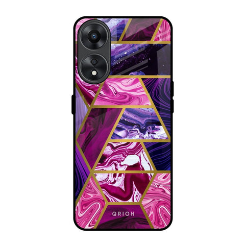 Electroplated Geometric Marble Glossy Case for Oppo A78 5G