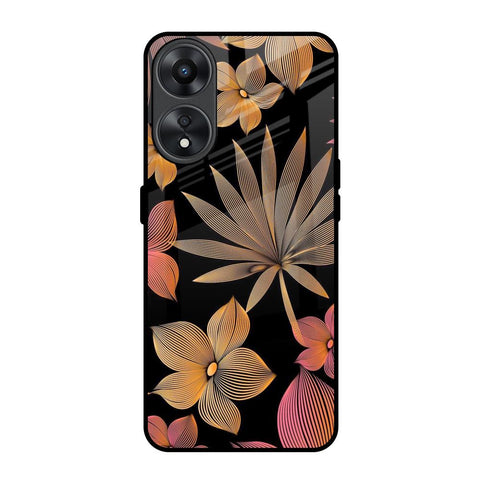 Lines Pattern Flowers Glossy Case for Oppo A78 5G