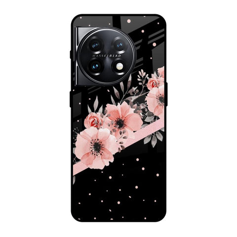 Floral Black Band Glossy Case For OnePlus 11 5G