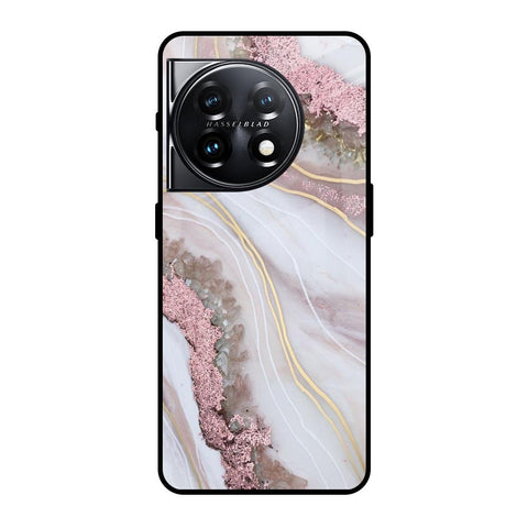 Pink & Gold Gllitter Marble Glossy Case for OnePlus 11 5G