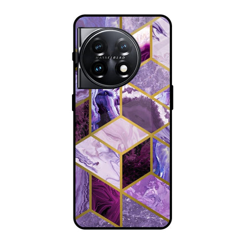 Purple Rhombus Marble Glossy Case for OnePlus 11 5G