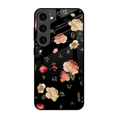 Black Spring Floral Glossy Case for Samsung Galaxy S23 5G