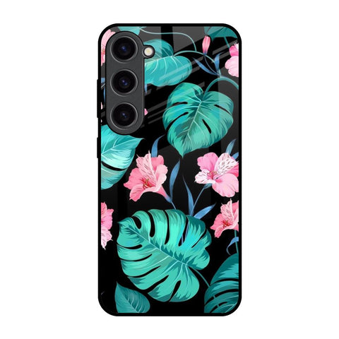 Tropical Leaves & Pink Flowers Glossy Case for Samsung Galaxy S23 5G