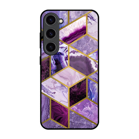 Purple Rhombus Marble Glossy Case for Samsung Galaxy S23 5G