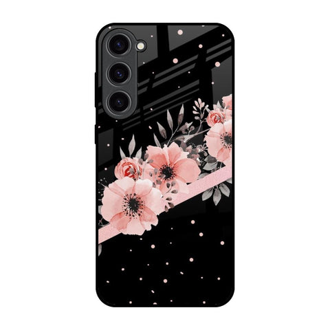 Floral Black Band Glossy Case For Samsung Galaxy S23 Plus 5G
