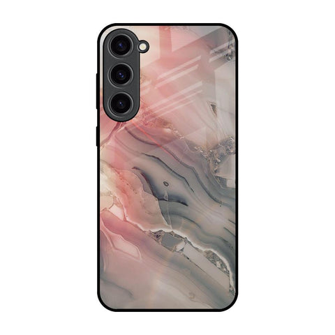 Pink And Grey Marble Glossy Case For Samsung Galaxy S23 Plus 5G