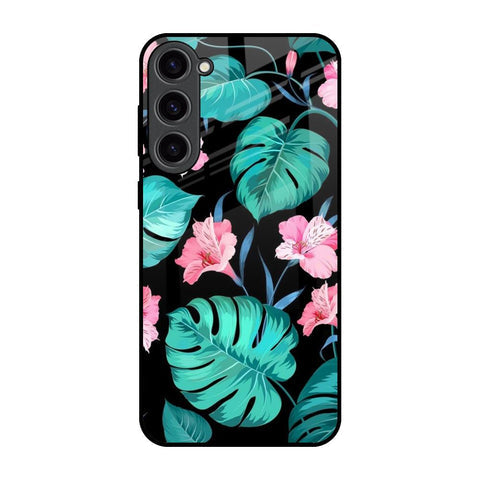 Tropical Leaves & Pink Flowers Glossy Case for Samsung Galaxy S23 Plus 5G