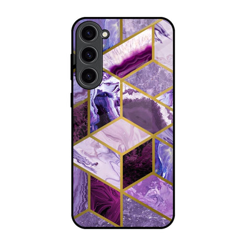Purple Rhombus Marble Glossy Case for Samsung Galaxy S23 Plus 5G