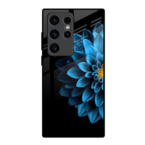 Half Blue Flower Glossy Case for Samsung Galaxy S23 Ultra 5G