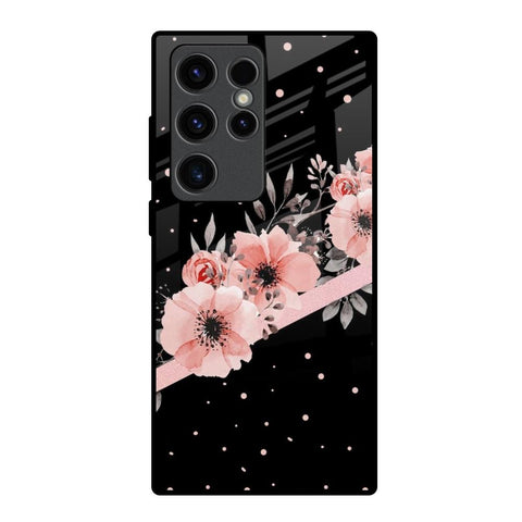 Floral Black Band Glossy Case For Samsung Galaxy S23 Ultra 5G