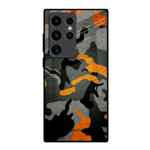 Camouflage Orange Glossy Case For Samsung Galaxy S23 Ultra 5G