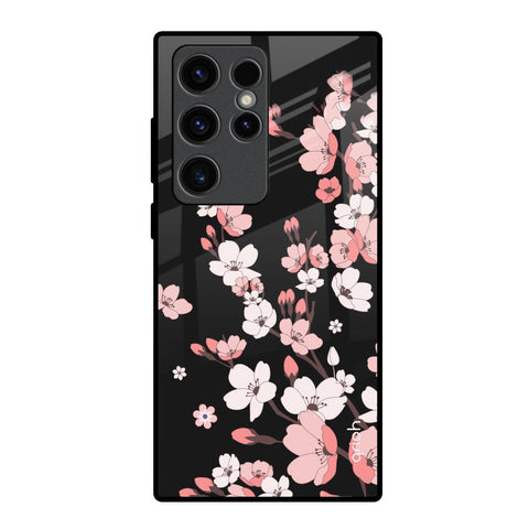 Black Cherry Blossom Glossy Case for Samsung Galaxy S23 Ultra 5G
