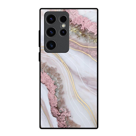 Pink & Gold Gllitter Marble Glossy Case for Samsung Galaxy S23 Ultra 5G