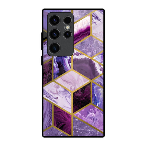 Purple Rhombus Marble Glossy Case for Samsung Galaxy S23 Ultra 5G