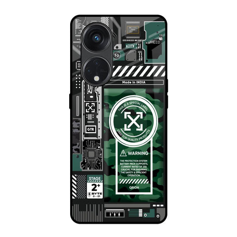 Green Camo Circuit Glossy Case for Oppo Reno8T 5G