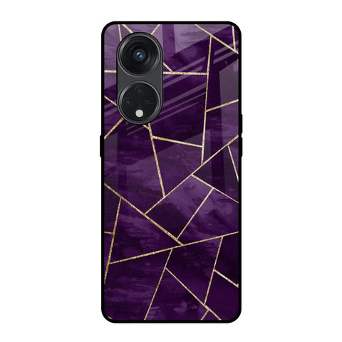 Geometric Purple Glossy Case For Oppo Reno8T 5G