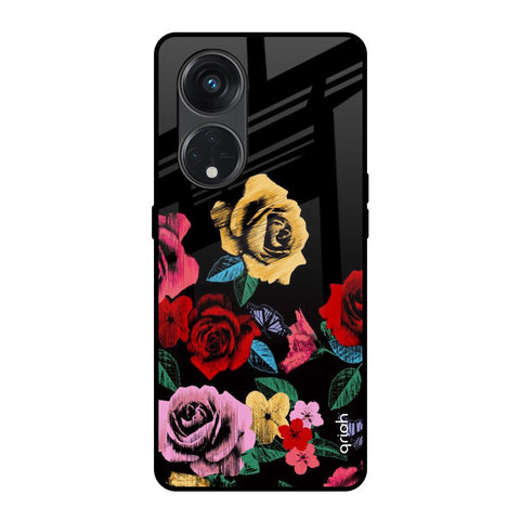 Floral Decorative Glossy Case For Oppo Reno8T 5G