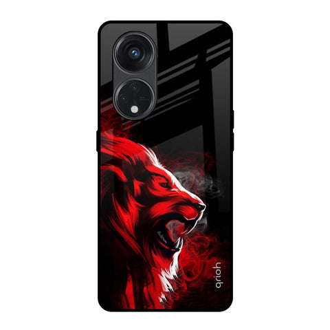 Red Angry Lion Glossy Case for Oppo Reno8T 5G