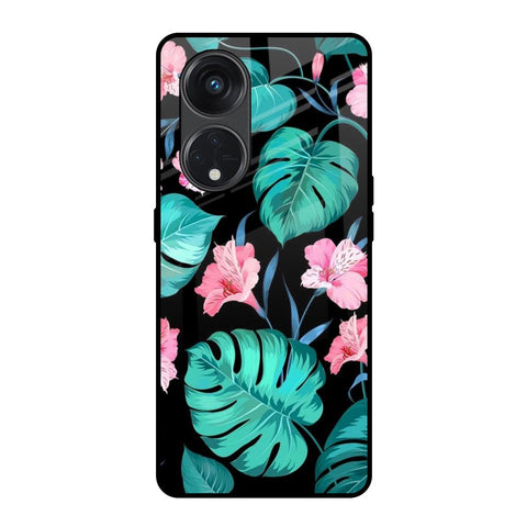 Tropical Leaves & Pink Flowers Glossy Case for Oppo Reno8T 5G