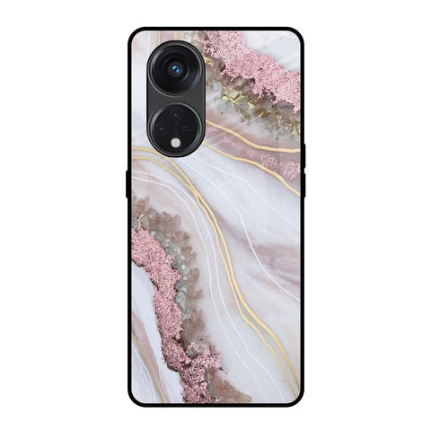 Pink & Gold Gllitter Marble Glossy Case for Oppo Reno8T 5G