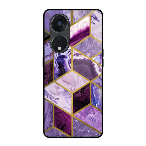 Purple Rhombus Marble Glossy Case for Oppo Reno8T 5G