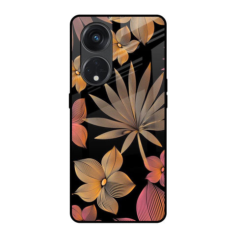Lines Pattern Flowers Glossy Case for Oppo Reno8T 5G