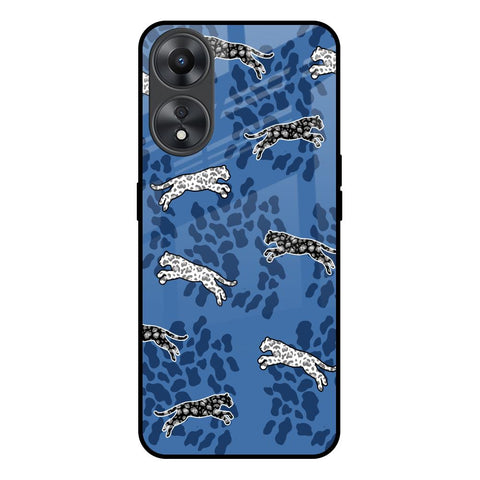 Blue Cheetah Glossy Case for Oppo A58 5G