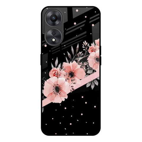 Floral Black Band Glossy Case For Oppo A58 5G