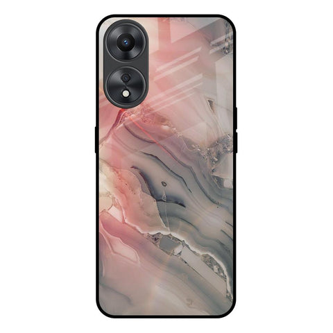 Pink And Grey Marble Glossy Case For Oppo A58 5G