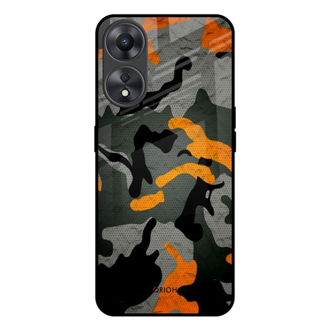 Camouflage Orange Glossy Case For Oppo A58 5G