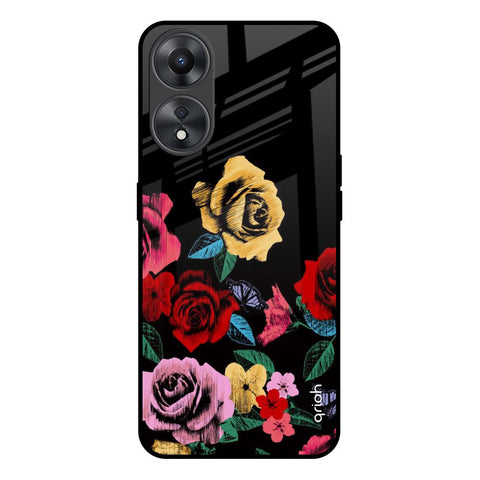 Floral Decorative Glossy Case For Oppo A58 5G
