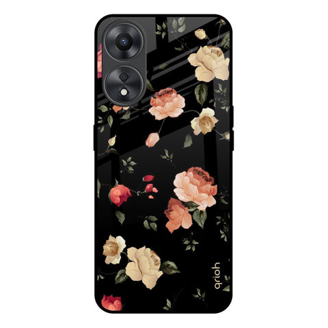 Black Spring Floral Glossy Case for Oppo A58 5G