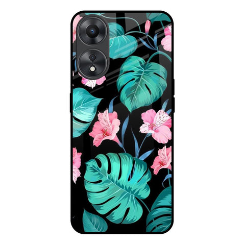 Tropical Leaves & Pink Flowers Glossy Case for Oppo A58 5G