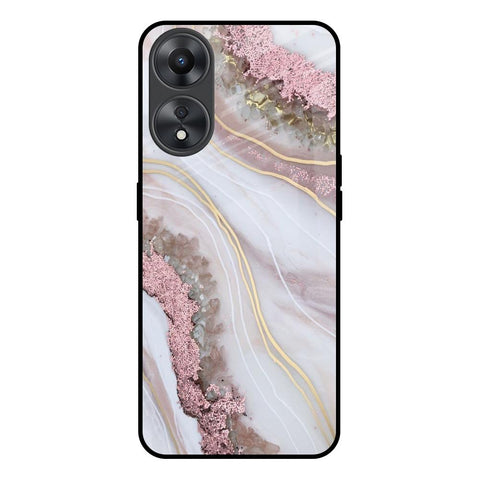 Pink & Gold Gllitter Marble Glossy Case for Oppo A58 5G