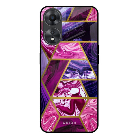 Electroplated Geometric Marble Glossy Case for Oppo A58 5G