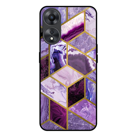 Purple Rhombus Marble Glossy Case for Oppo A58 5G
