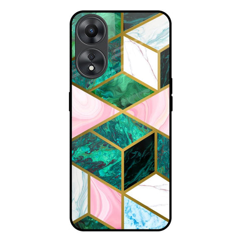 Seamless Green Marble Glossy Case for Oppo A58 5G