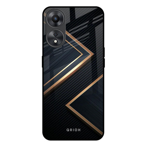 Sleek Golden & Navy Glossy Case for Oppo A58 5G