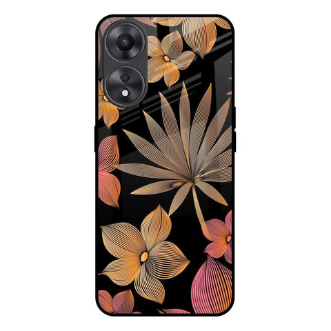 Lines Pattern Flowers Glossy Case for Oppo A58 5G