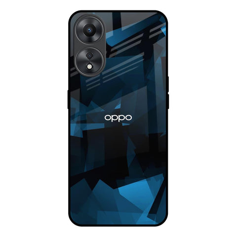 Polygonal Blue Box Glossy Case For Oppo A58 5G