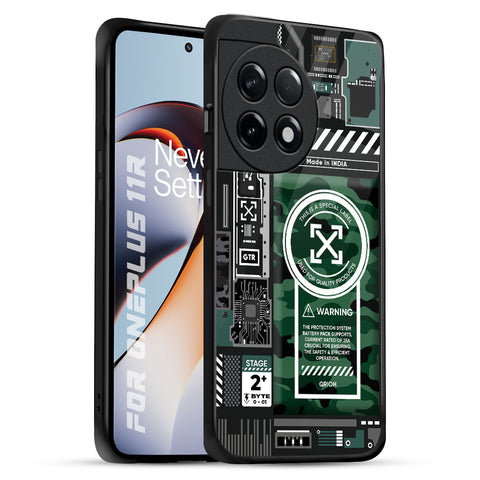 Green Camo Circuit Glossy Case for OnePlus 11R 5G