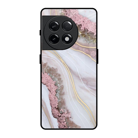 Pink & Gold Gllitter Marble Glossy Case for OnePlus 11R 5G